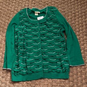 Anthropologie “Yellow Bird” Winter Waves cardigan in green sz large NWT